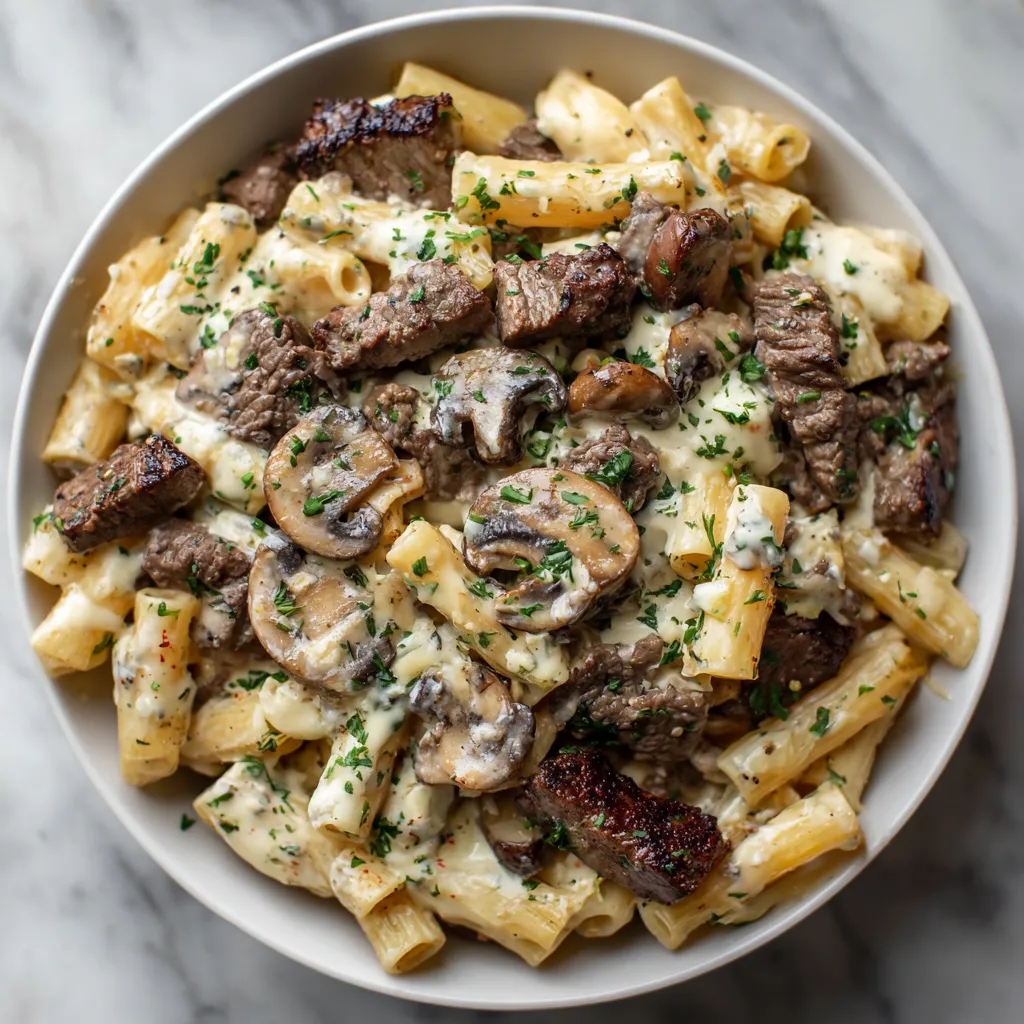 Creamy Garlic Beef Pasta