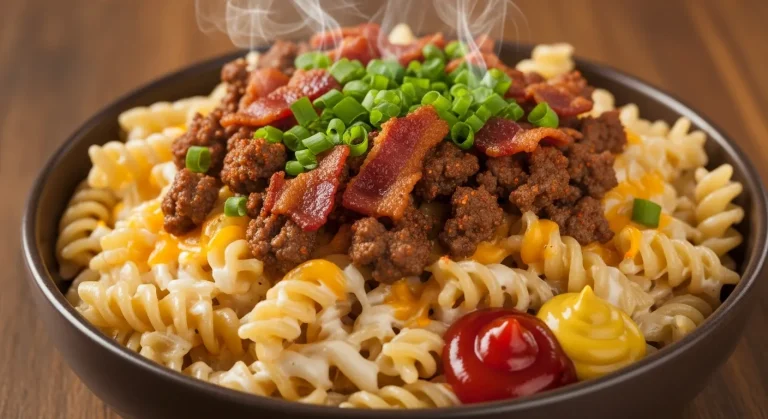 Loaded Bacon Cheeseburger Alfredo Pasta
