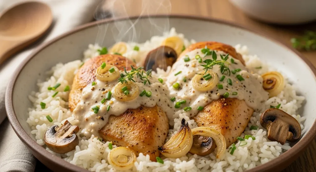 Creamy Smothered Chicken and Rice