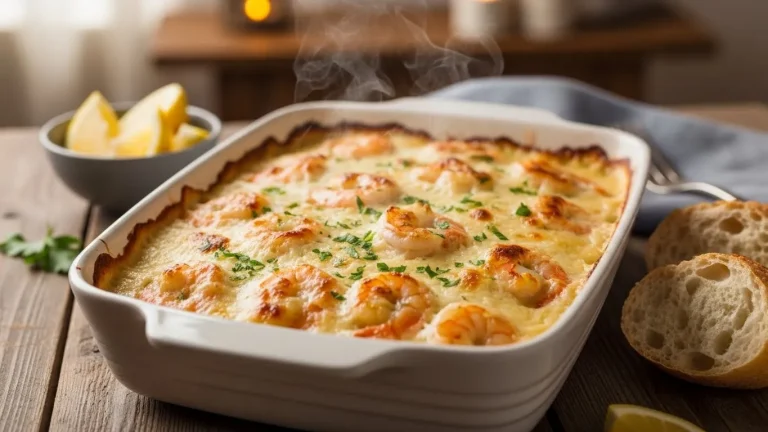 Creamy Garlic Shrimp Gratin