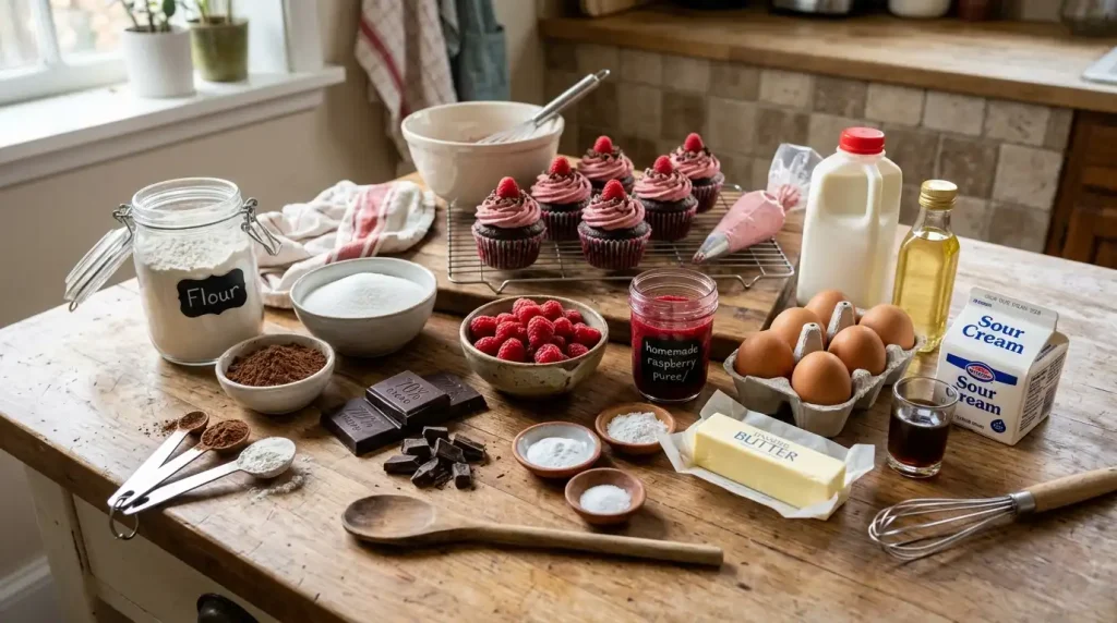 Chocolate Raspberry Cupcakes 